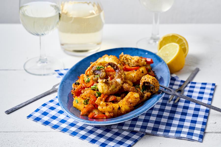 Zeekat met paprika en chili